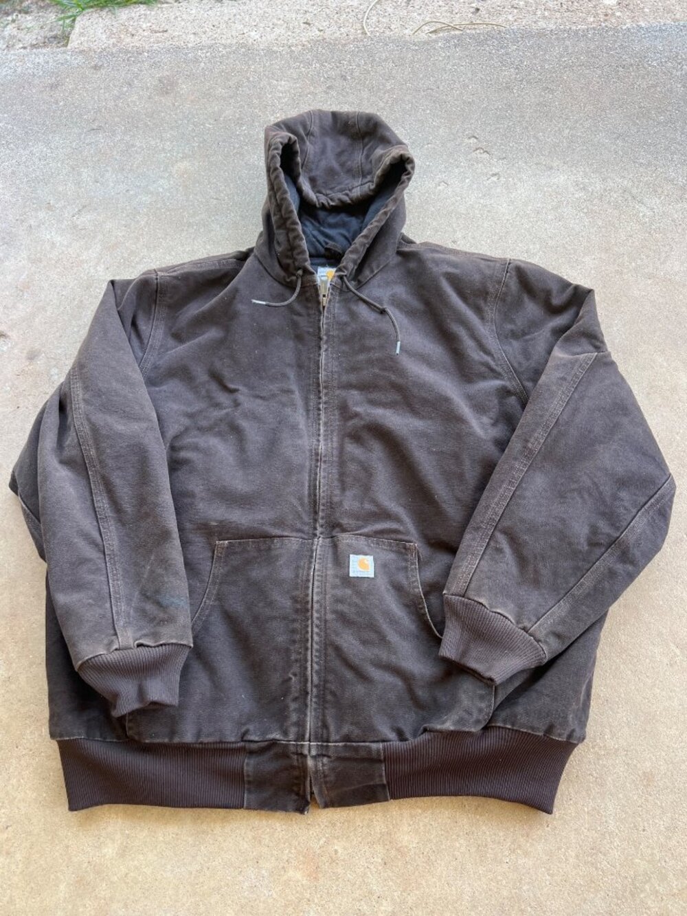 Vintage Carhartt Mens XXL Brown Quilted-Lined Hooded Jacket With Full Zipper & P